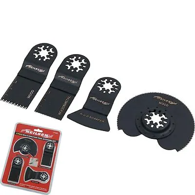 Neilsen 4pc Oscillating Multi Tool Saw Blade Set Attachment Blade Metal Wood • £7.29