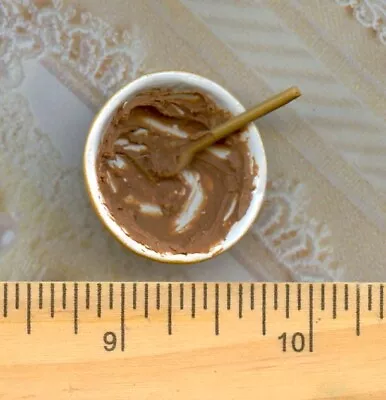 Dollhouse Miniature Messy Bowl Chocolate & Spoon • $4.95