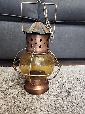 Vintage Copper Carriage Nautical Style Oil Lantern With Glass Made Hong Kong • $24.95