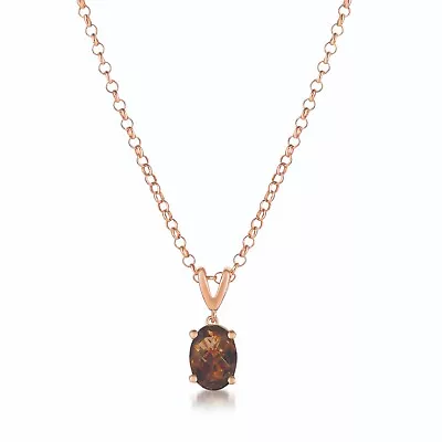 LeVian 925 Sterling Silver Rose Gold Plated Smoky Quartz 1 Cts Pendant Necklace • $60