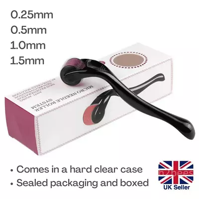 DERMA ROLLER 540 Titanium Micro Needle Roller Face Skin Hair Growth Cellulite  • £8.59