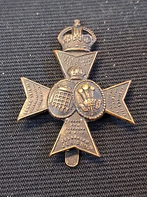 16th County Of London Regiment Cap Badge In Brass On Slider Kings Crown Genuine • £15.99