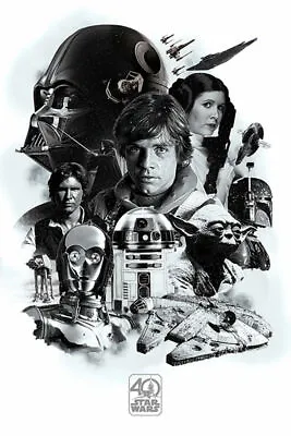 STAR WARS - 40TH ANNIVERSARY COLLAGE POSTER 24x36 - MOVIE 4164 • $11.95