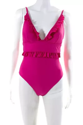 J Crew Womens Ruffled Sweetheart Spaghetti Strap One Piece Swim Suit Pink Size 6 • $41.49