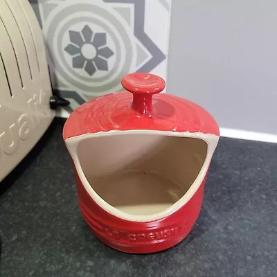 Le Crueset Salt Pig Red Excellent Condition Stoneware Storage Retro Kitchenalia  • £25