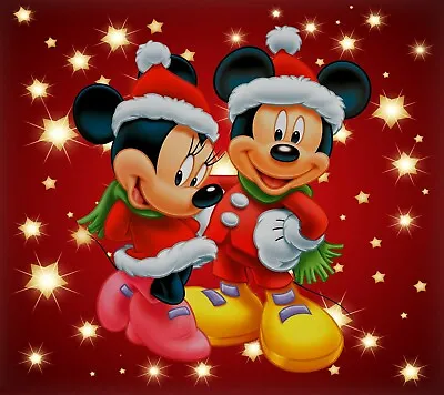 MICKEY & MINNIE MOUSE CHRISTMAS - Iron On T Shirt Transfer - FREE POSTAGE • £4.50