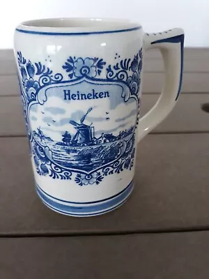 Heineken Beer Stein Blue Delfts Holland 16oz Windmill Sailboat • $9.95