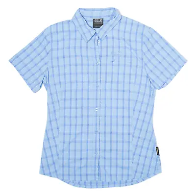 JACK WOLFSKIN Womens Shirt Blue Check S • £14.99