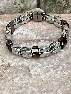 Mens Womens Silver Copper Magnetic Therapy Triple Power Bracelet Anklet 2 Row • $44.99