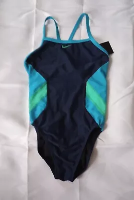 NEW Nike Women's HydraStrong One Piece Swimsuit Blue Green Size 6 / 32 • $42