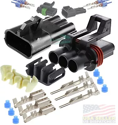 Delphi Metri-Pack 280 Series 3-Conductor Connector W/10-12 AWG Sealed Set • $13.32