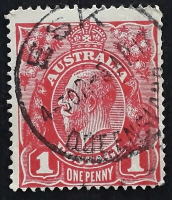 $15 • Buy 1917 Australia 1d Red Die 1 KGV Stamp - ESK QUEENSLAND Postmark