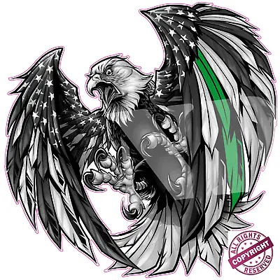 Thin Green Line Military American Flag Eagle Decal • $6.99