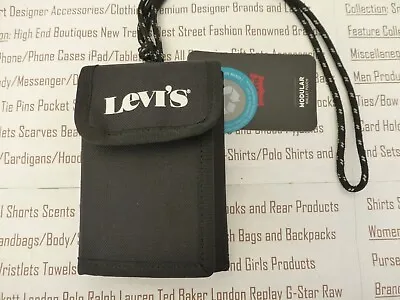 LEVI'S Secure Tri-fold Wallet Mens Black Tall Polyester Coin Wallets Pouch BNWT • £24.99