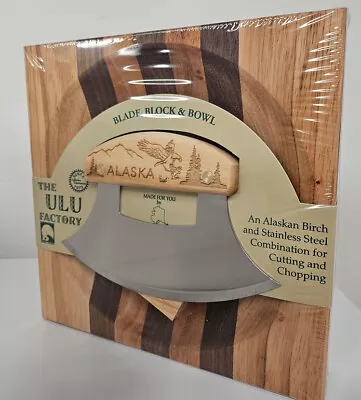 Alaska Ulu Stripe Wood Chopping Bowl-board Flying Eagle Design Birch Handle • $67.99