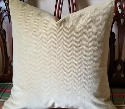 Donghia CASHMERE VELVET HERRINGBONE Cream Italian Velvet Pillow Cover $718 Yd! • $129