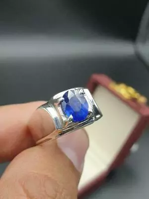 7ct Natural Ceylon Sapphire 925 Sterling Silver Handmade Mens Ring • $58.54