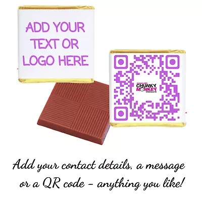 50x YOUR OWN LOGO CHOCOLATES - Promotional Chocolates Business Advertising • £13.99