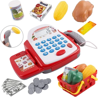£19.07 • Buy Kids Electronic Cash Register Toy Working Scan Till Play Food Shopping Basket