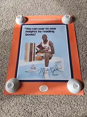 Authentic 1985 Michael Jordan Partners In Excellence Read World Books Poster • $69