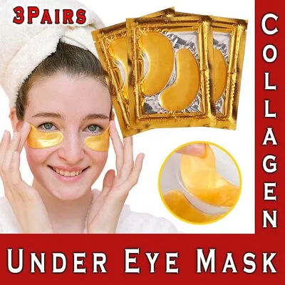Collagen 24k Gold Under Eye Gel Pads Anti Aging Mask Patch Wrinkle Bag Remover • £3.14