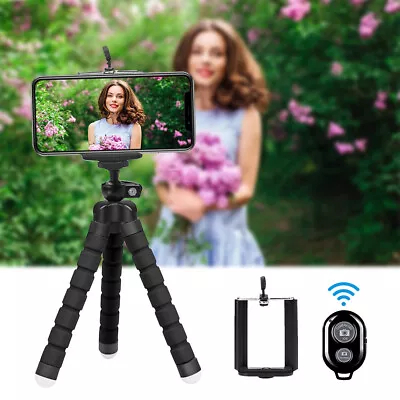 Adjustable Flexible Mobile Phone Tripod Stand Holder For Camera IPhone Samsung • £5.02