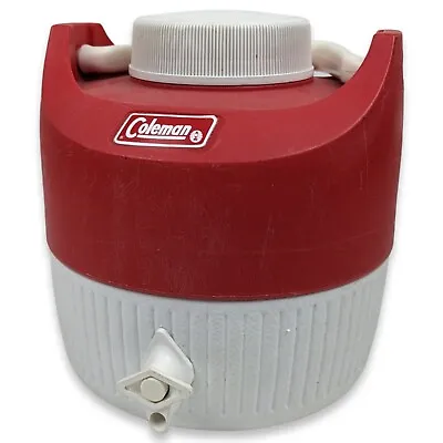 Coleman Gallon Water Cooler Jug With Handle Red White Made In USA Sweet Look!! • $14.22