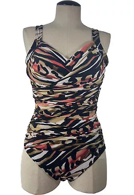 NWT MIRACLESUIT Bella Choc Brown One Piece Swimsuit Bathing Suit Size 10 448819 • $69