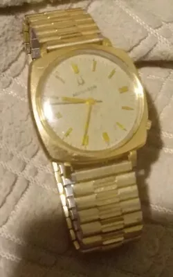 Bulova Accutron Men's Vintage 10K Gold Plated Flex Band Watch (Needs Battery) • $199.99