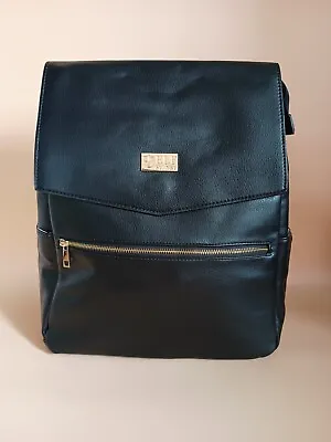 ELF PARKER Nappy Bag Backpack Vegan Leather Black Diaper Baby Mummy Gift • $149.99