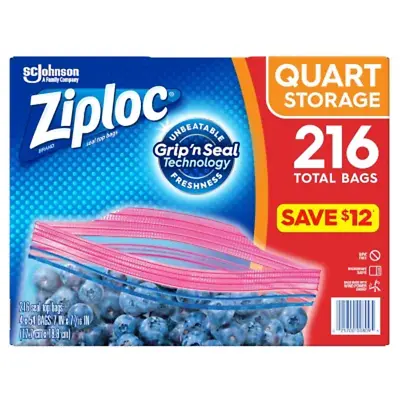 Ziploc Storage Quart Bags (216 Ct.) • £24.56