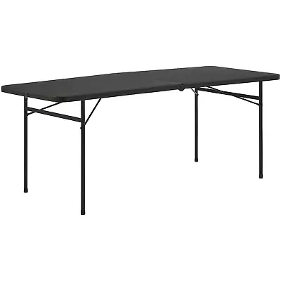 6 Foot Bi-Fold Plastic Folding Table Black • $63.88