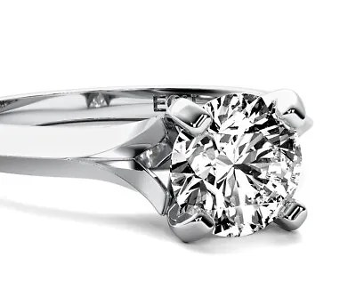 Solitaire Knife Edge 1.51 Ct F VS2 Round Cut Lab Created Diamond Engagement Ring • $1985