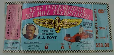 Vintage 1975 Indy 500 Race Ticket May 28 1978 - Al Unser Sr. Win - A.J. Foyt • $19.99