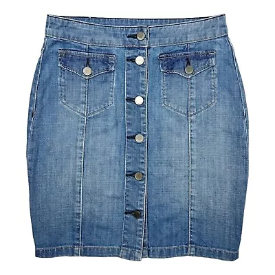All Saints Skirt Womens 2 Cargo Mini Denim Jean Pencil Button Up Grunge June Y2K • $18.99