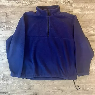 Vintage Eddie Bauer Jacket Mens Large Navy Blue EBTEK Fleece 1/4 Zip Outdoors • $24.99