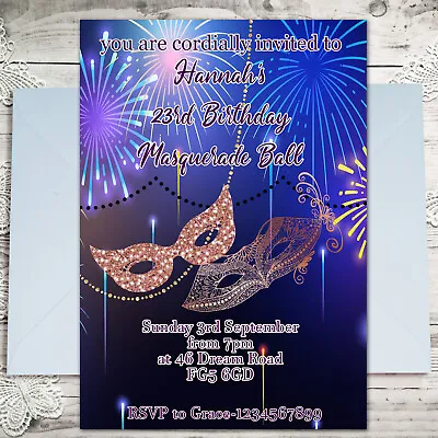 Personalised Masquerade Ball Birthday Party Invitations Pearls Invites X10 • £4.40