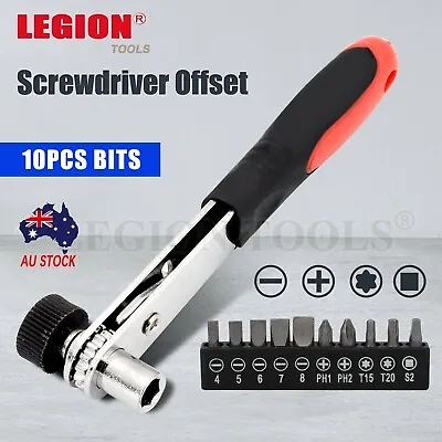 10 In 1 Mini Right Angle Offset Hand Ratchet Screwdriver Ratchet Driver Tool Set • $14.50