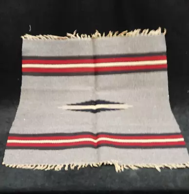 Vintage Wool Woven Saltillo Serape Runner Scarf 19x20  Rug Farm Estate W Fringe • $9.99