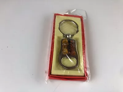 Vintage Metal Resin Crome Stones Bottle Opener With Keychain Sealed 3  Long  • $7.95