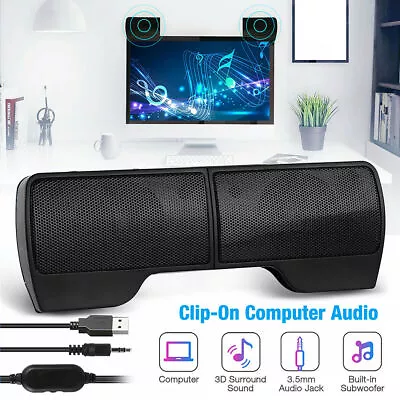 1 Pair 3.5mm Mini USB Wired Computer Speakers Stereo Bass For PC Laptop Desktop • £10.74