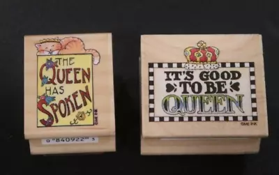 2 ANM Mary Engelbreit Queen Sayings Rubber Stamps - Cat With Crown • $7