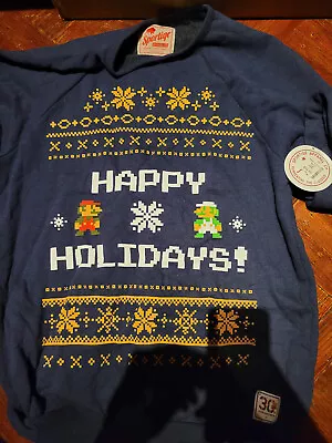 Nintendo New York Happy Holidays Sweatshirt Mario Luigi 30th Anniversary Large • $80