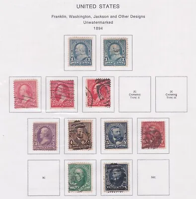 $40 • Buy (F151-22)1894 USA Part Set 11stamps Franklin Washington &other Designs1cto15c(V)
