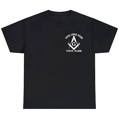 Customize Name Number Lodge Masonic Freemasonary White Logo Unisex T-shirt S-5XL • $18.49