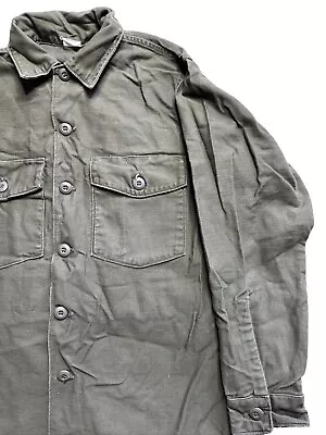 OG 107 OD Sateen Cotton Fatigue Shirt Vietnam War 1960 70s L • $39.99