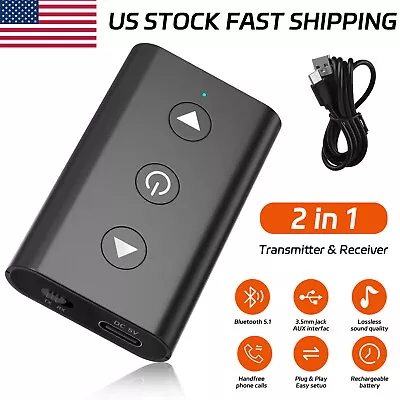 Portable Bluetooth 5.1 Transmitter Receiver Wireless Aux Car Air Audio Adapter • $16.99