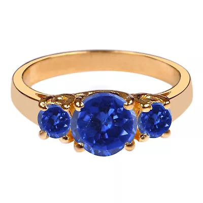 14KT Yellow Gold & 3.60Ct Round Shape 100% Natural Blue Tanzanite Solitaire Ring • $380