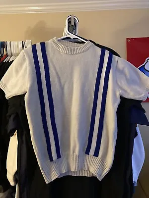 Vintage 60s 70s Cheerleader Supply Sweater Size 40 Striped Blank Cheer Sweater • $29.95