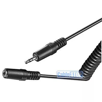 5m COILED 3.5mm AUX STEREO HEADPHONE JACK EXTENSION CABLE Male To Female Socket • £95.65